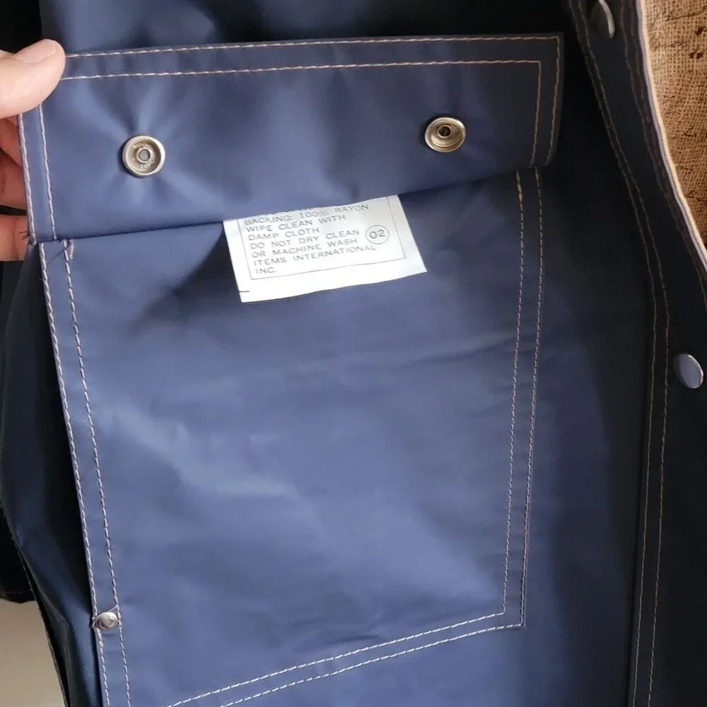 Reversable Mallard Duck Print Hooded Raincoat Snap Buttons Drawstring. Size L - Picture 10 of 16